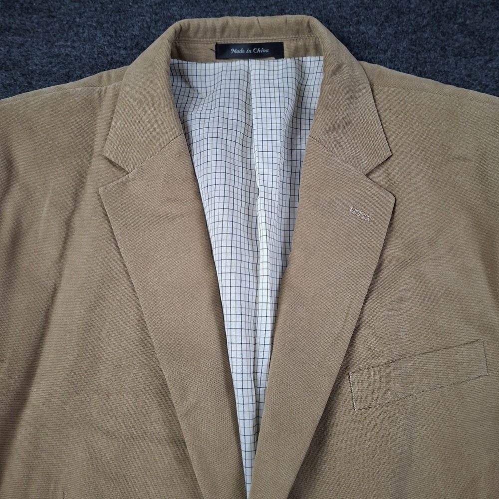 Lauren Ralph Lauren Mens Micro Corduroy Sport Blazer sz 44L Tan Plaid Lined